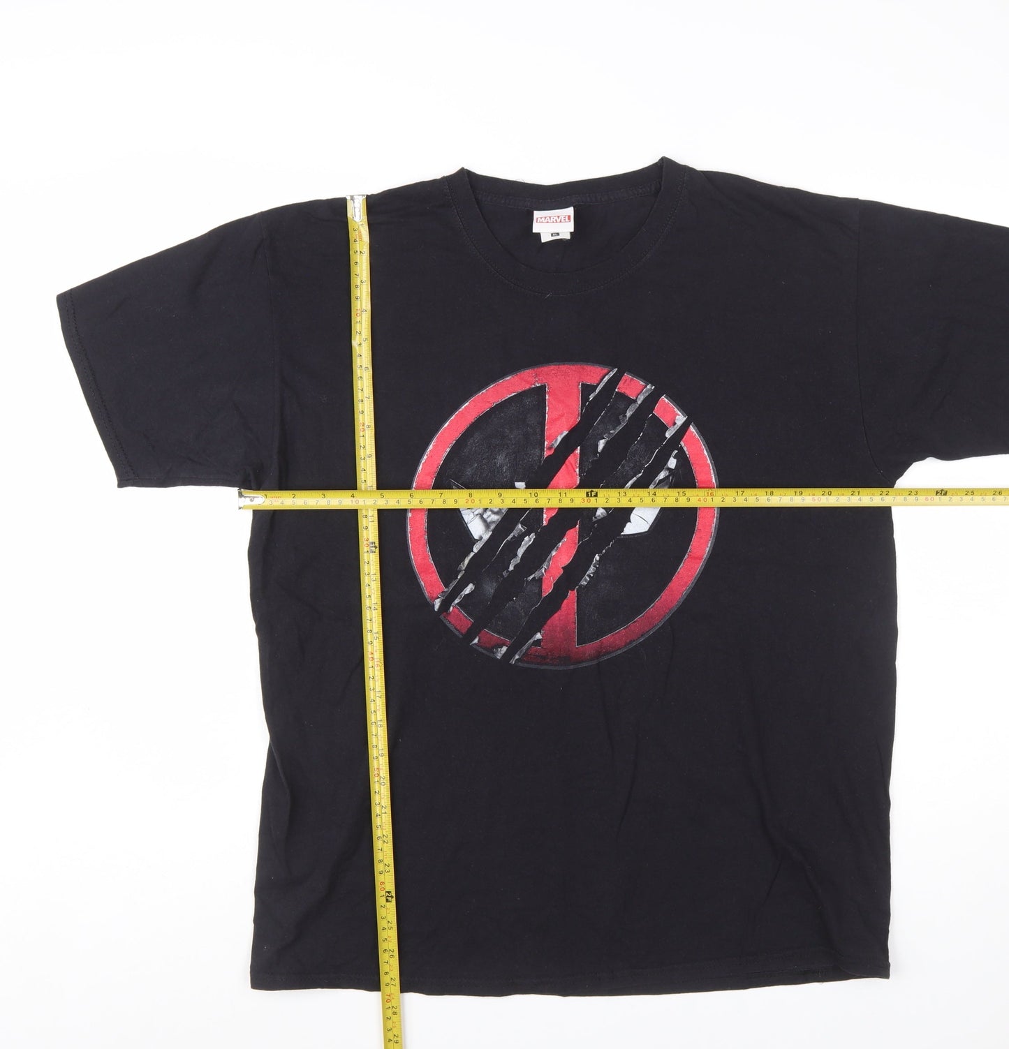 Marvel Men’s Black XL Deadpool Logo Short Sleeve Cotton T-Shirt