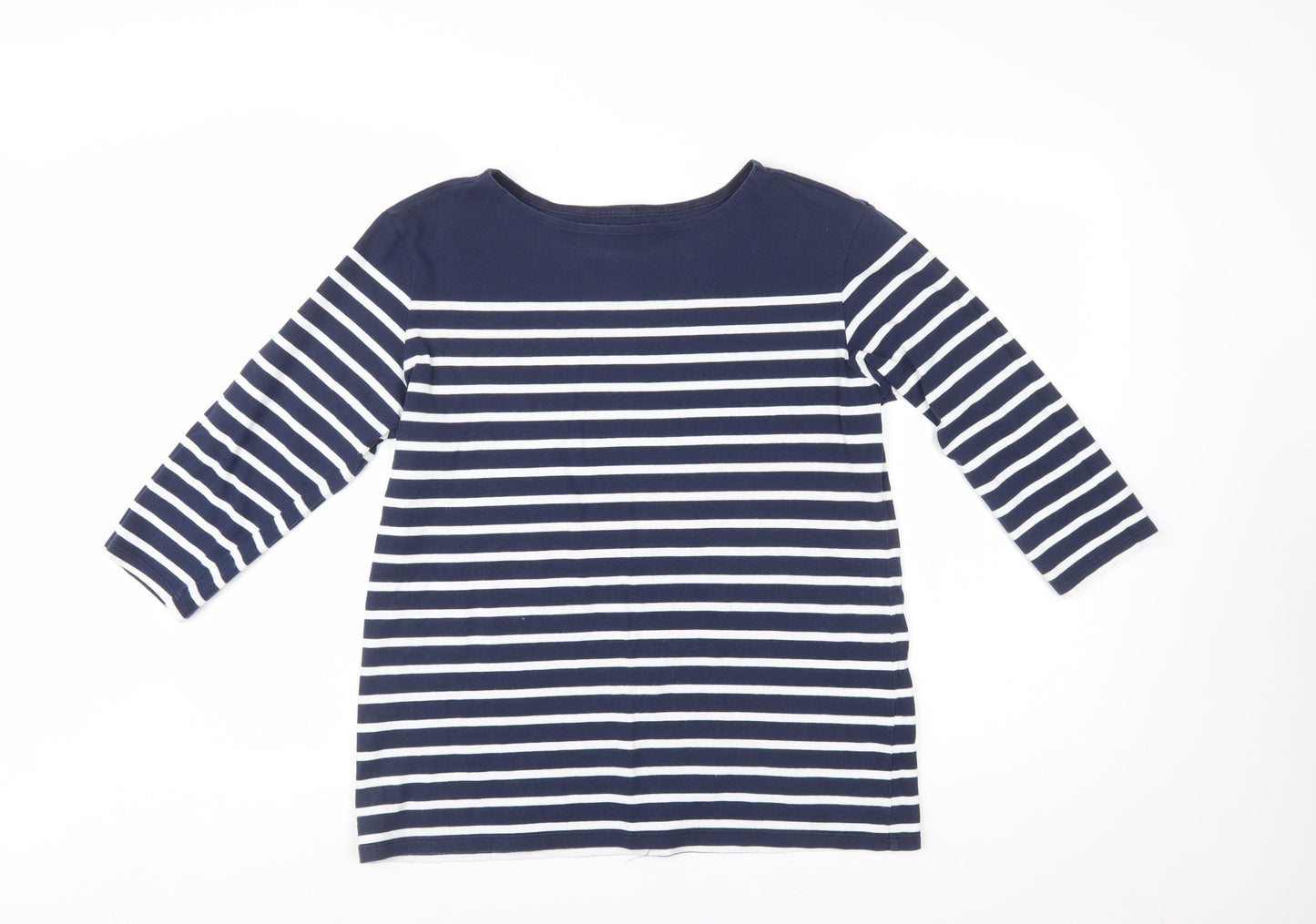 Seasalt Cornwall Women’s Blue White Striped Sailor Top UK 14 3/4 Sleeve