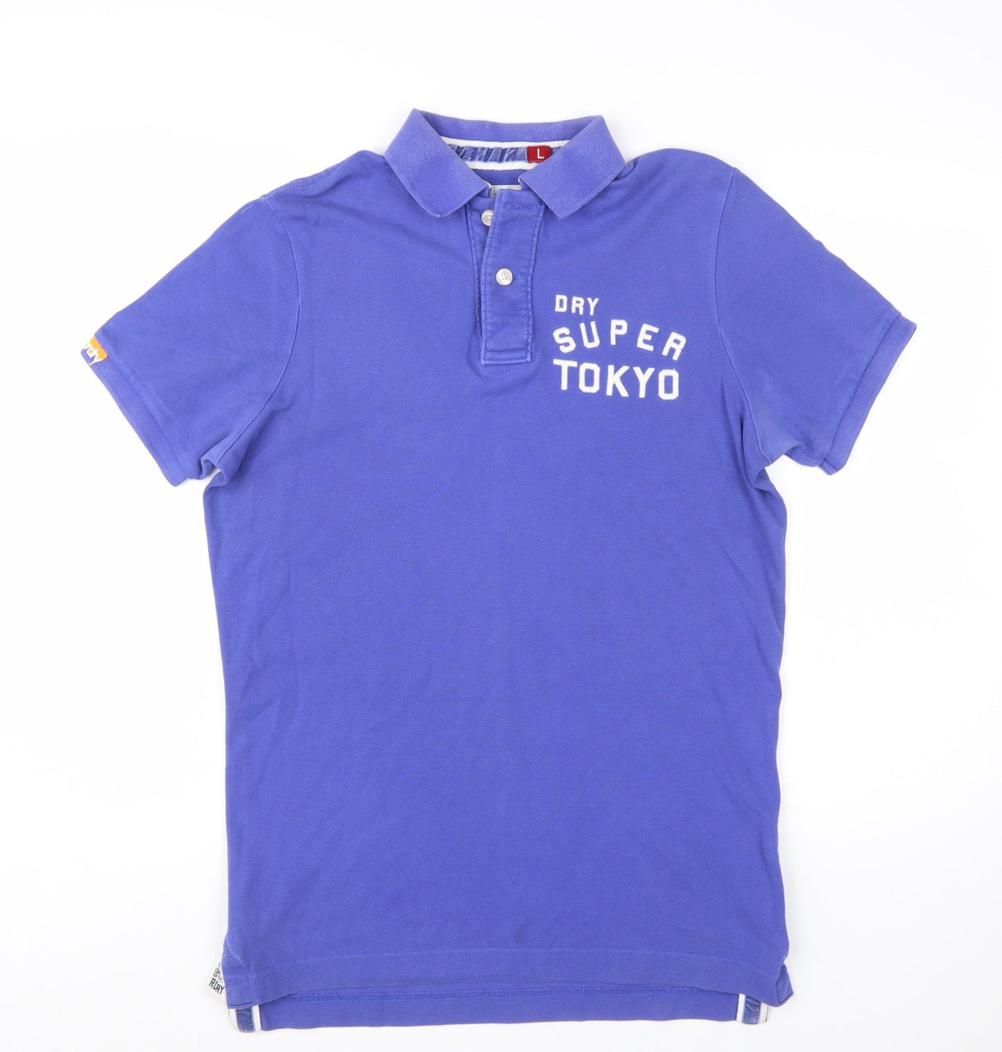 Superdry Men's Blue Tokyo Embroidered Logo Polo Shirt Size L