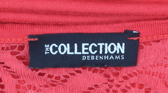 The Collection Debenhams Womens Red Lace Short Sleeve Tunic Blouse Size 22