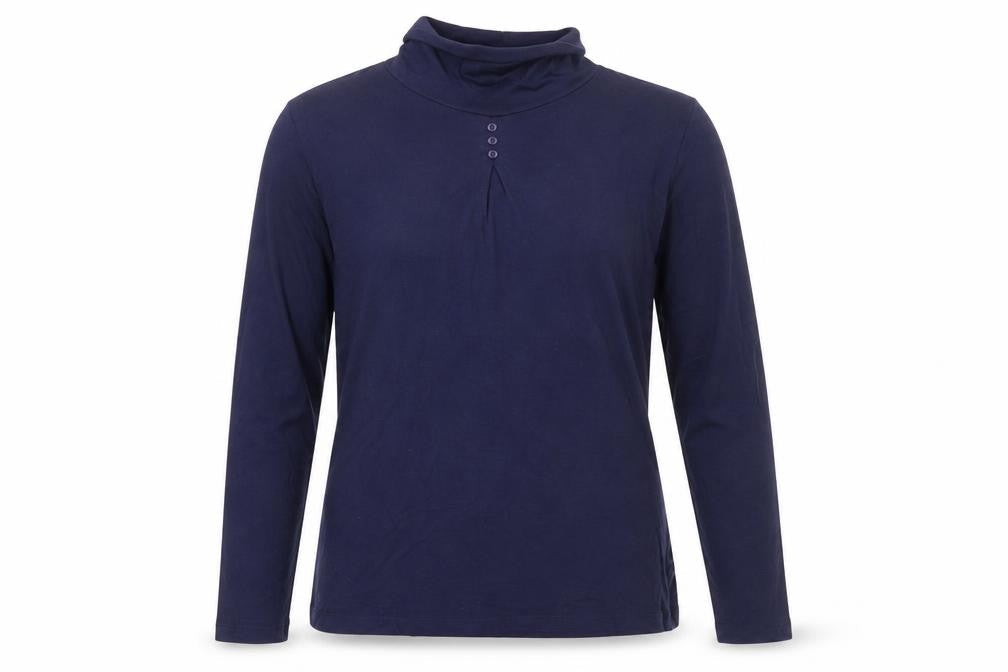 Green Lamb Women's Blue Roll Neck Long Sleeve Jersey Top Size 10