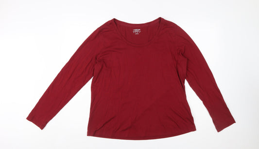 Lands' End Women's Red Long Sleeve Relaxed Fit Cotton T-Shirt M