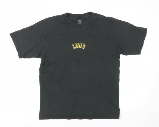Levi's Men's Black Relaxed Fit Cotton Crew Neck T-Shirt XS
