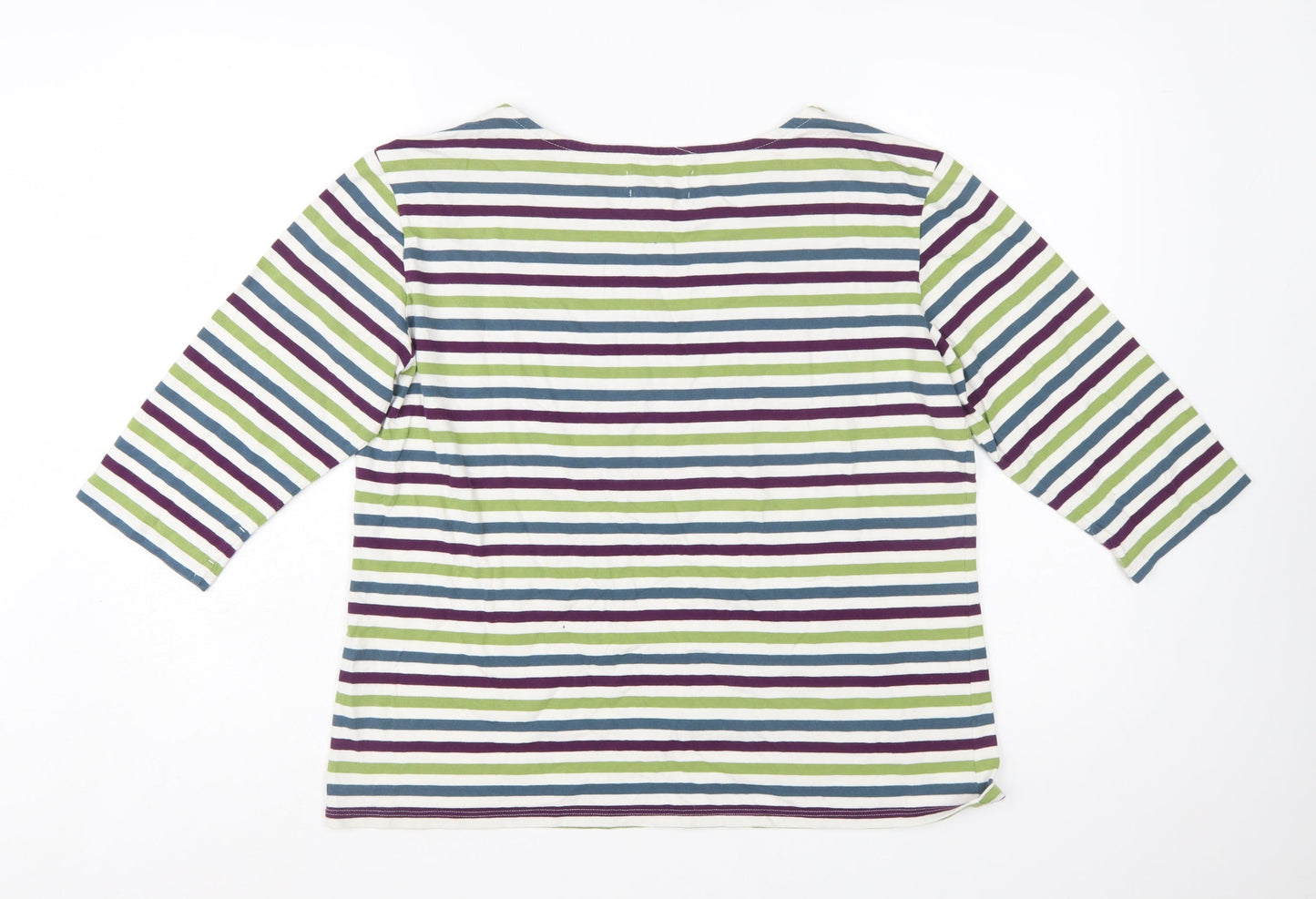 Seasalt Women’s Multicoloured Striped Sailor Top UK 16 3/4 Sleeve Cotton