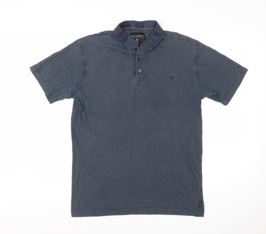 Billabong Men's Blue Striped Cotton Short Sleeve Polo Shirt Size M