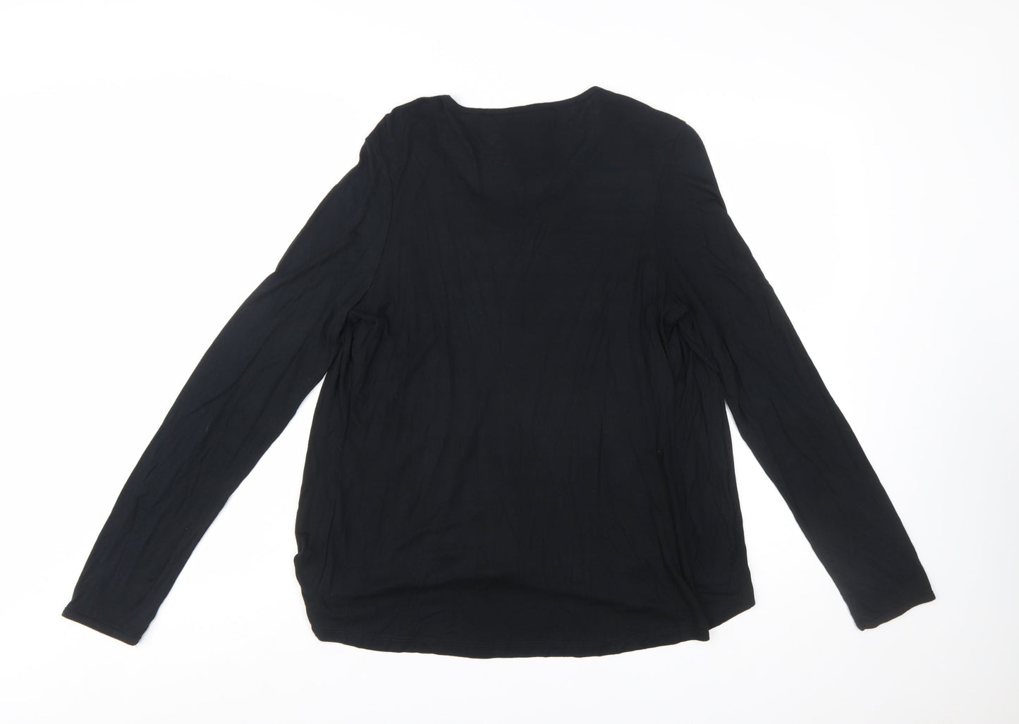Next Women’s Black Striped Long Sleeve V-Neck Jersey Top Size 14