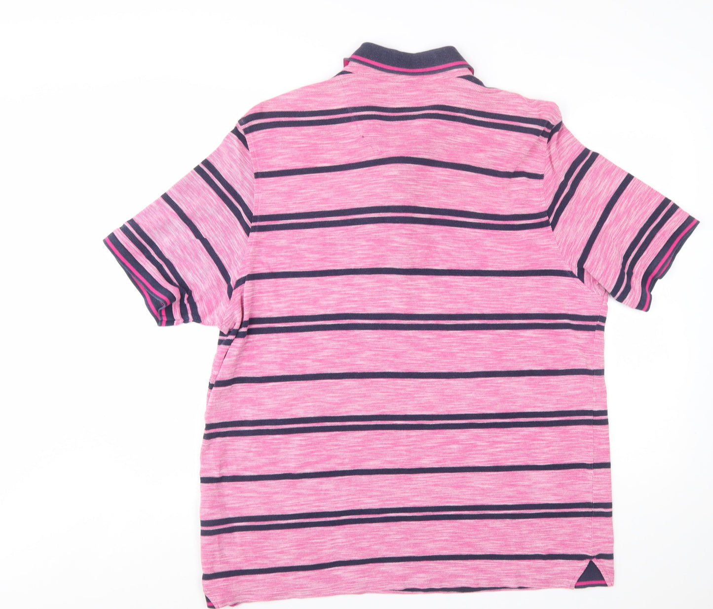 Marks and Spencer Blue Harbour Men's Pink Striped Polo Shirt XXL Regular Fit