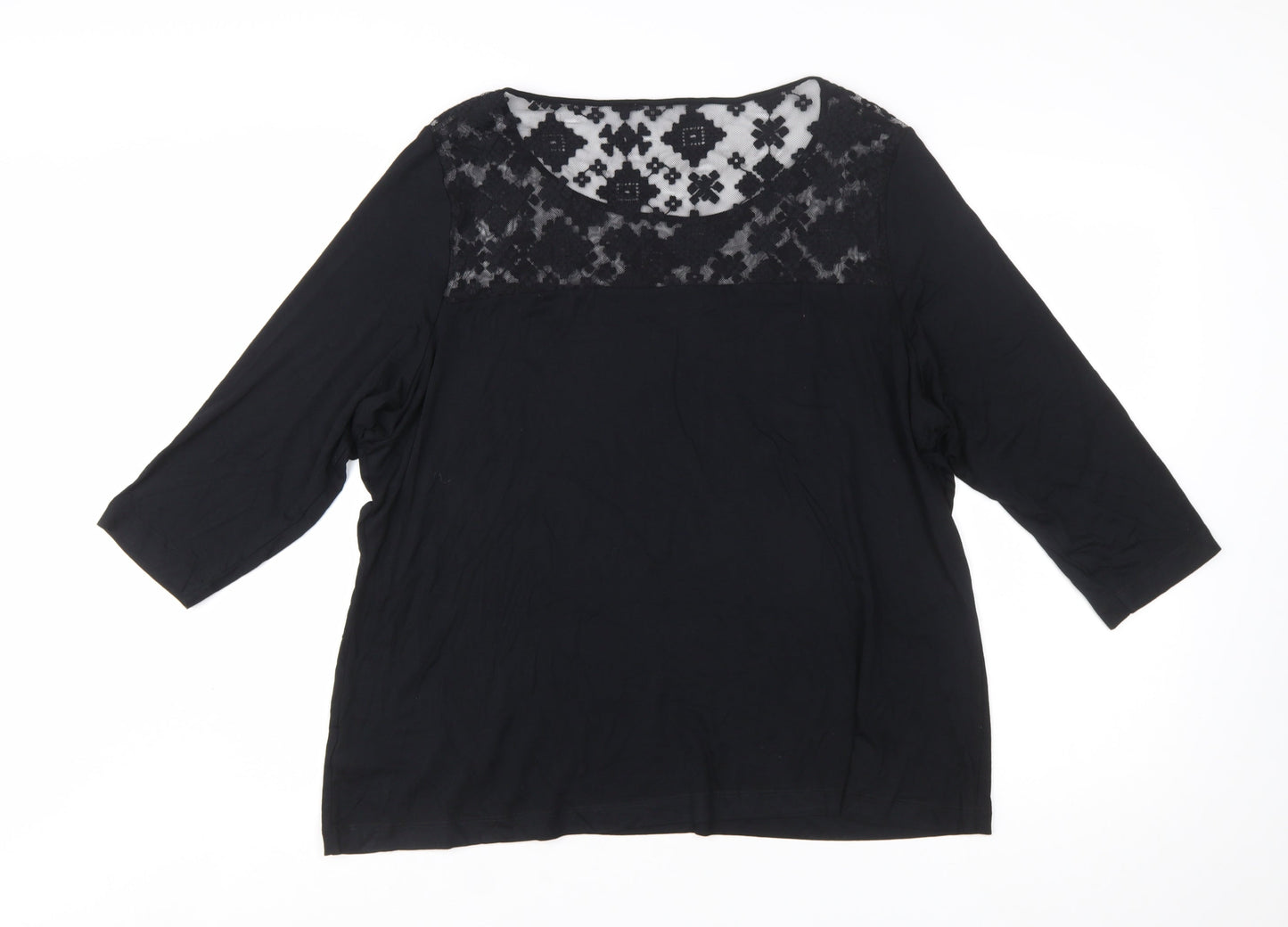 Marks and Spencer Women's Black Lace Panel Tunic Blouse UK 24