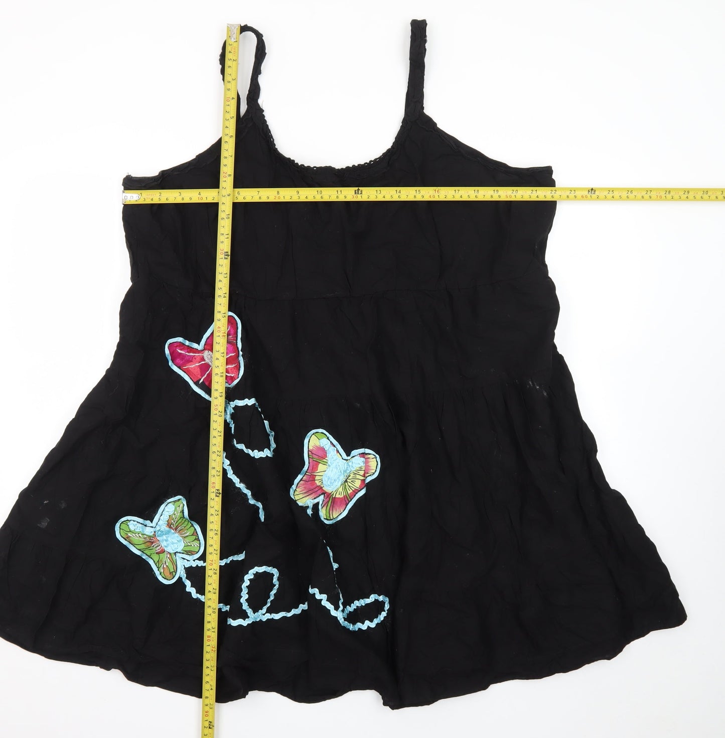 Joe Browns Womens Black Summer Slip Dress Size 26 Butterfly Embroidered