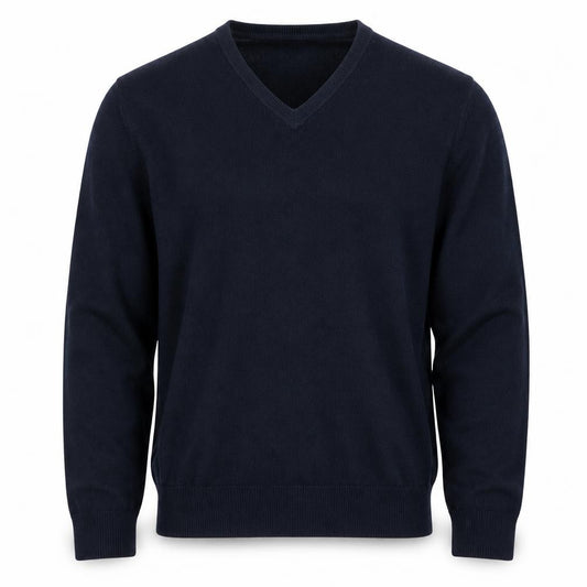 Marks and Spencer Men's Blue V-Neck Acrylic Jumper Size L