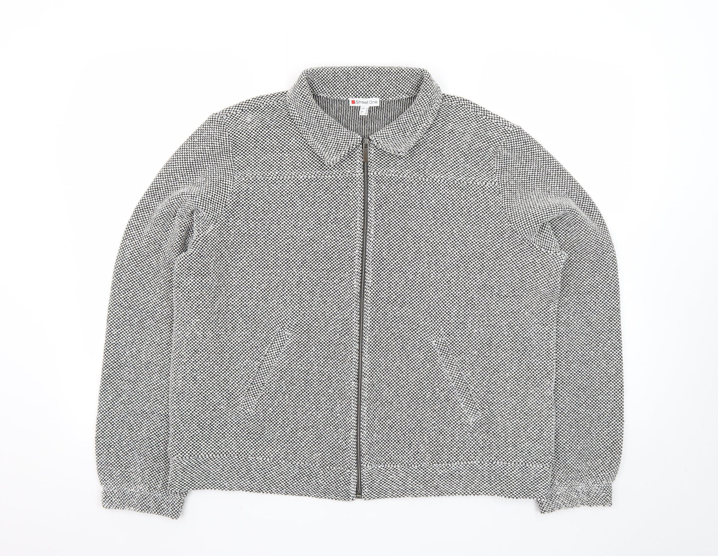 Street One Women's Grey Herringbone Zip Up Jacket Size 16
