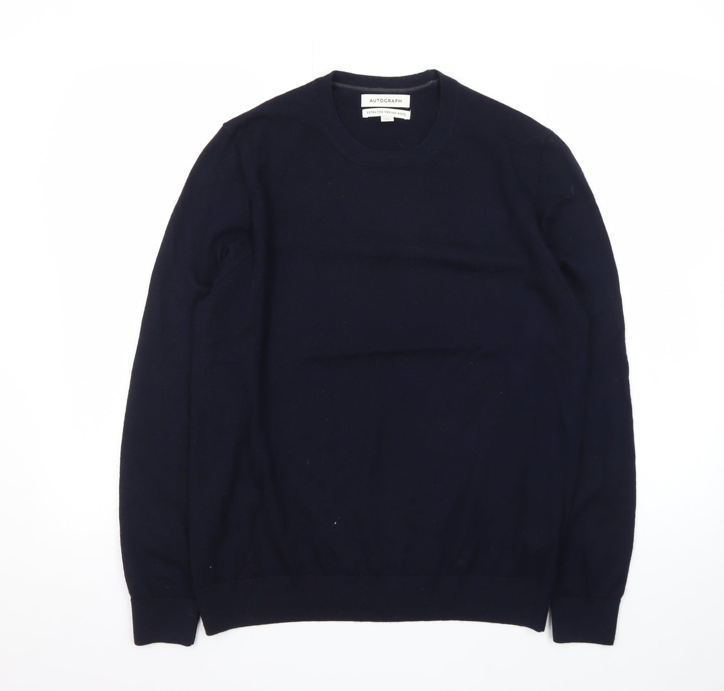 Marks and Spencer Men’s Blue Merino Wool Crew Neck Jumper L