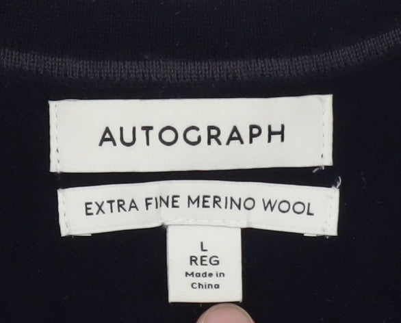 Marks and Spencer Men’s Blue Merino Wool Crew Neck Jumper L