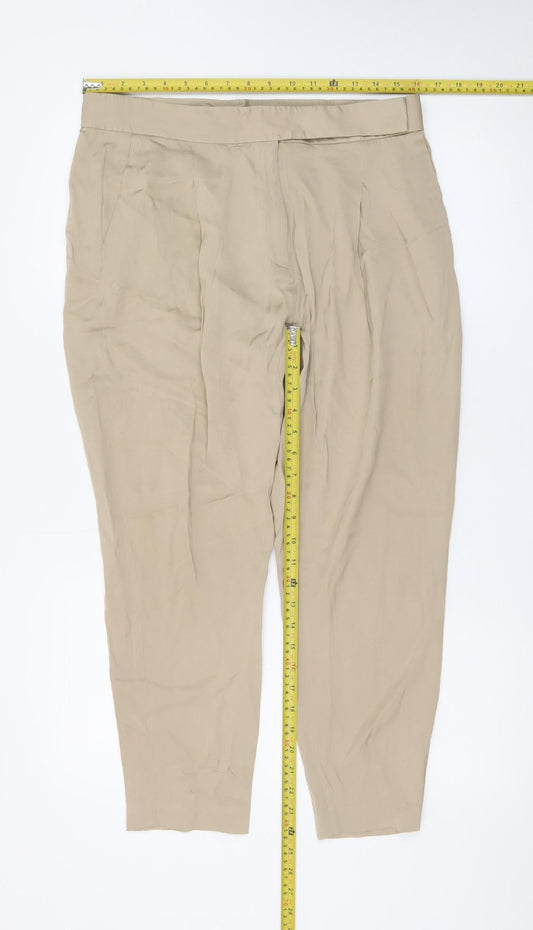 AllSaints Women Beige Size 12 Cedie Sky Pleated Tapered Trousers
