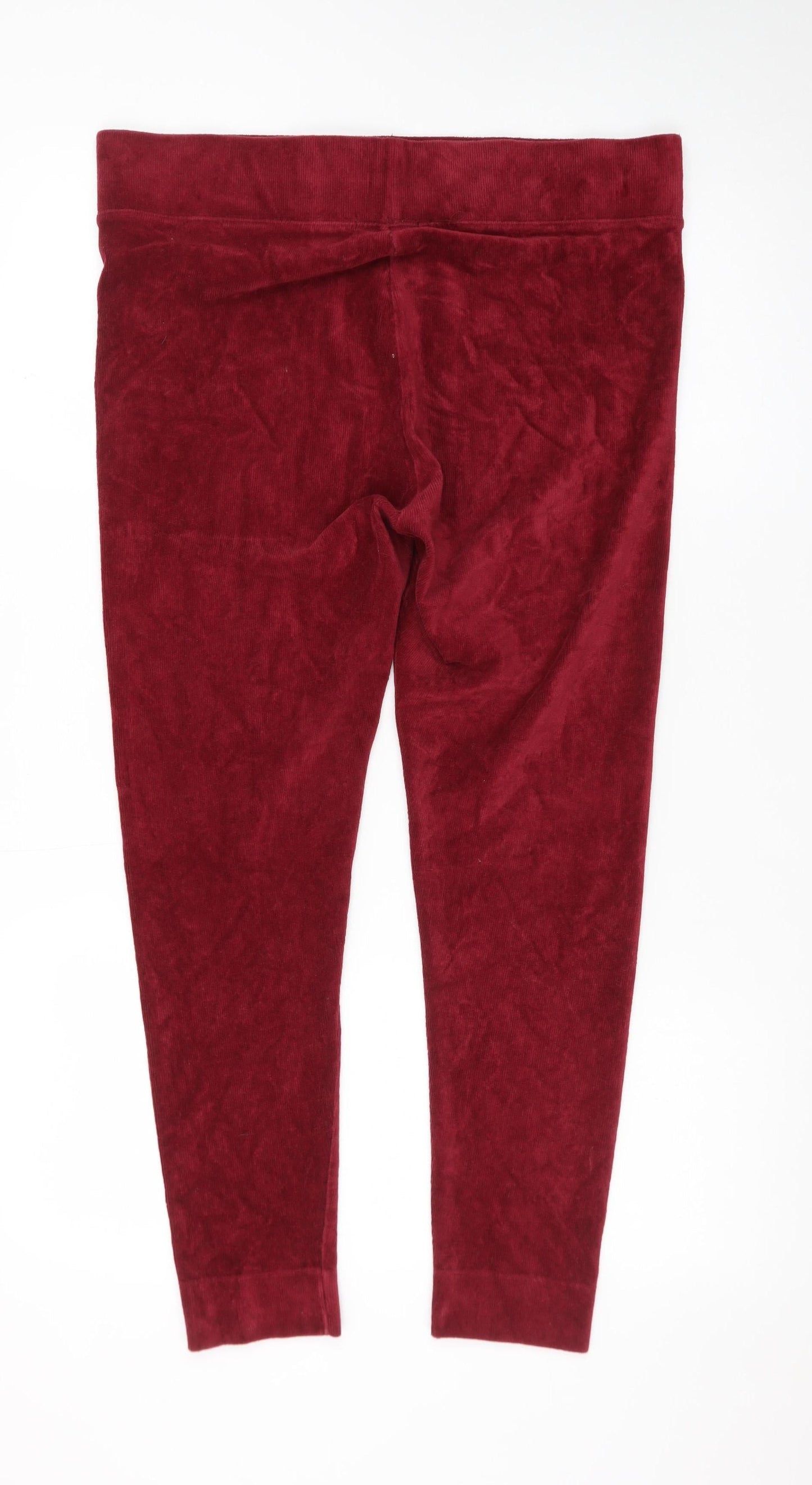 Marks and Spencer Womens Red Velour Leggings Size 16 Short Length