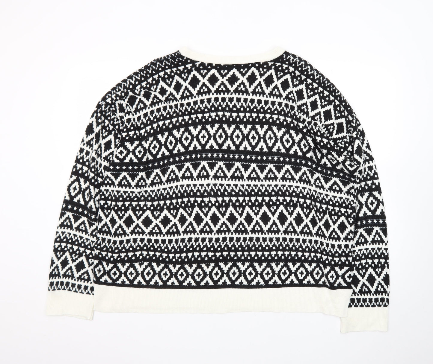 Marks and Spencer Women's Black & White Fair Isle Jumper Size 24