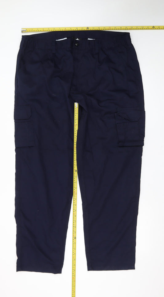 ORN Men's Blue 42R Cargo Work Trousers Polyester Cotton Blend