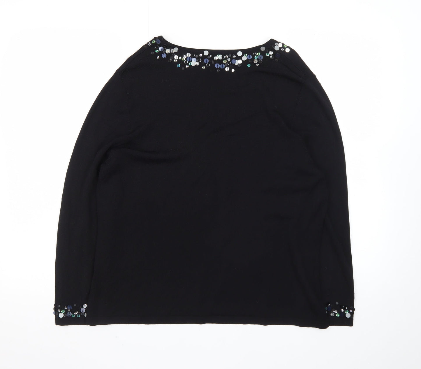 Marks and Spencer Women Black Sequin V-Neck Pullover Jumper Size 20