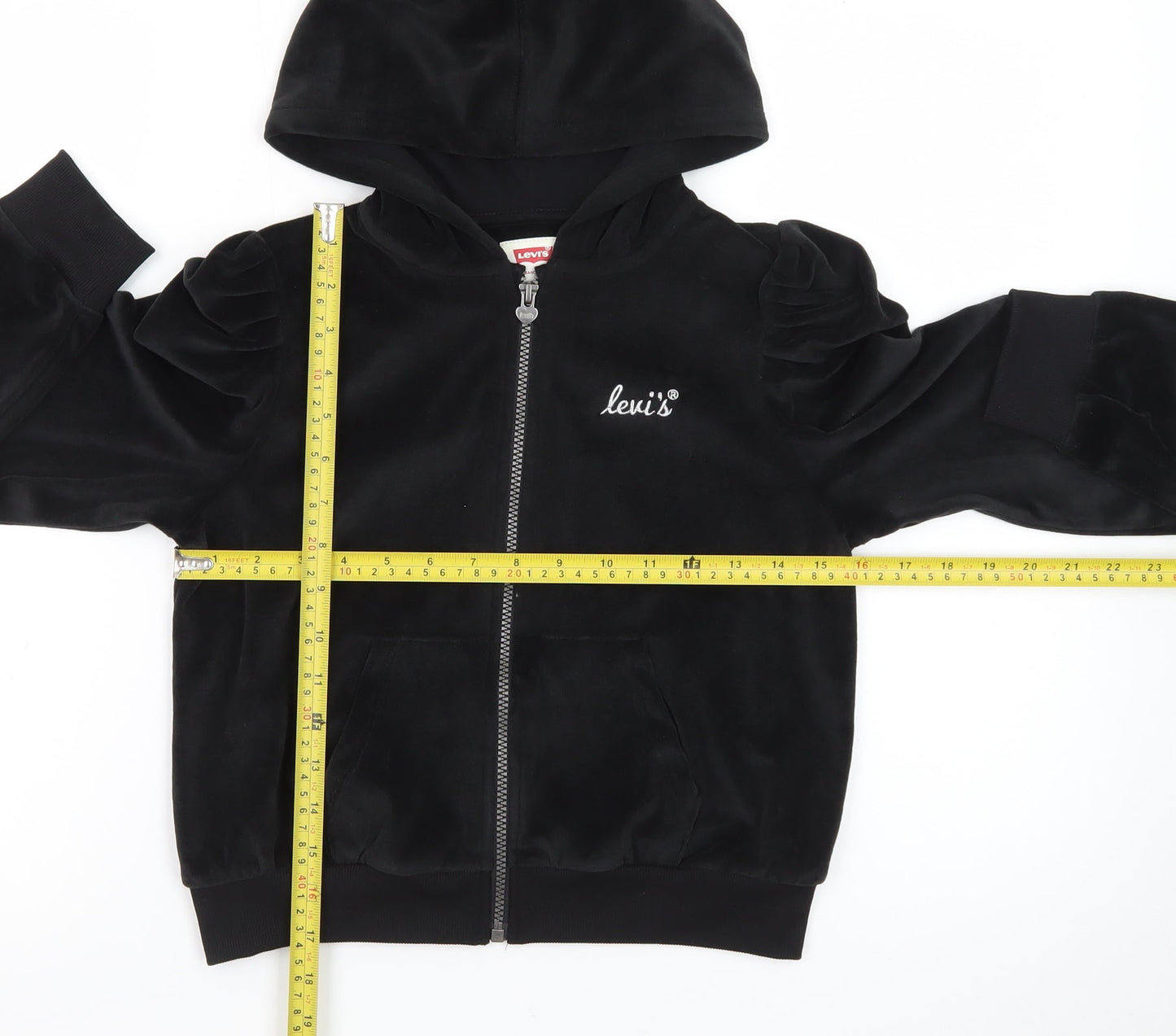 Levi's Girls Black Velour Full Zip Hooded Sweatshirt Size 10A