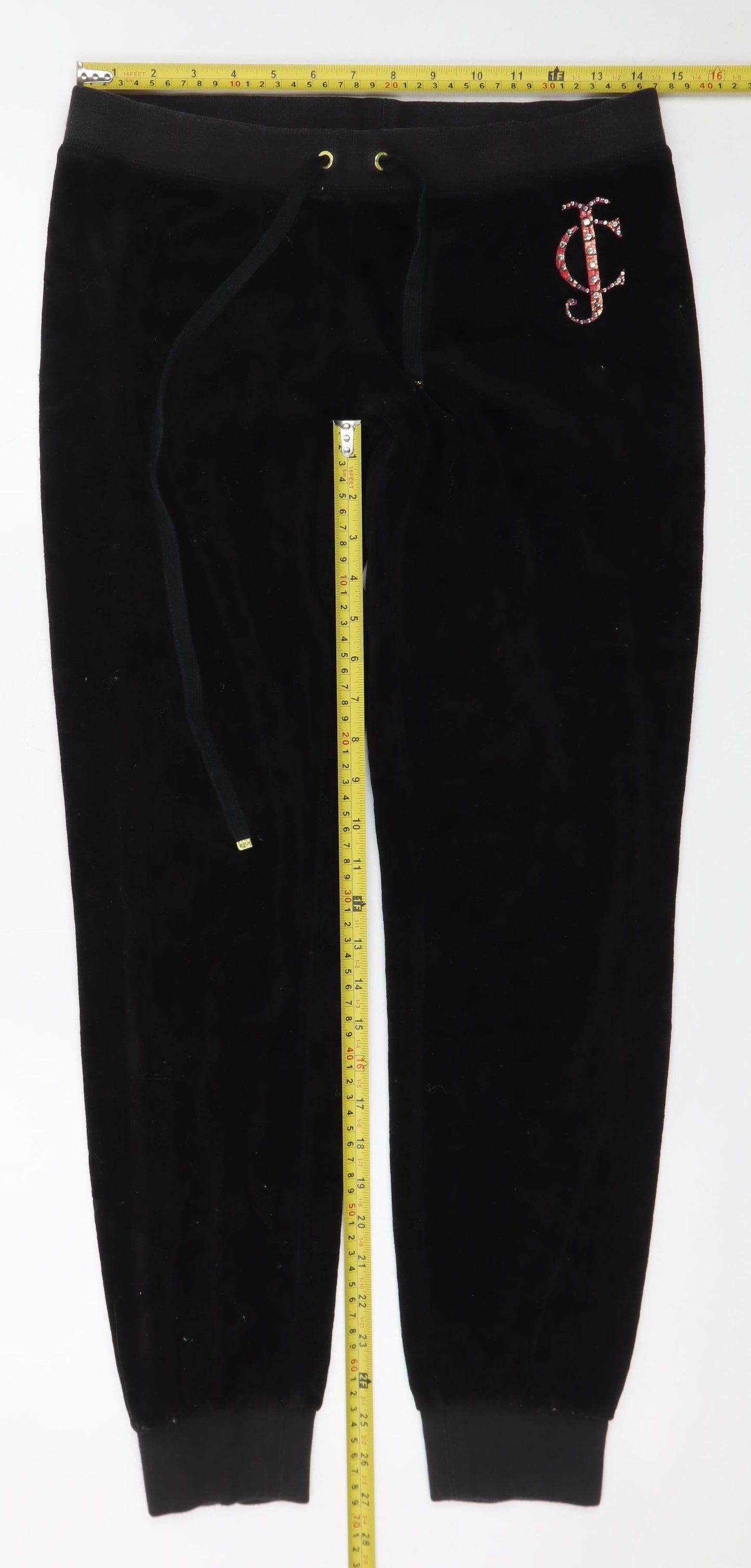 Juicy Couture Women's Black Velour Jogger Trousers Size S