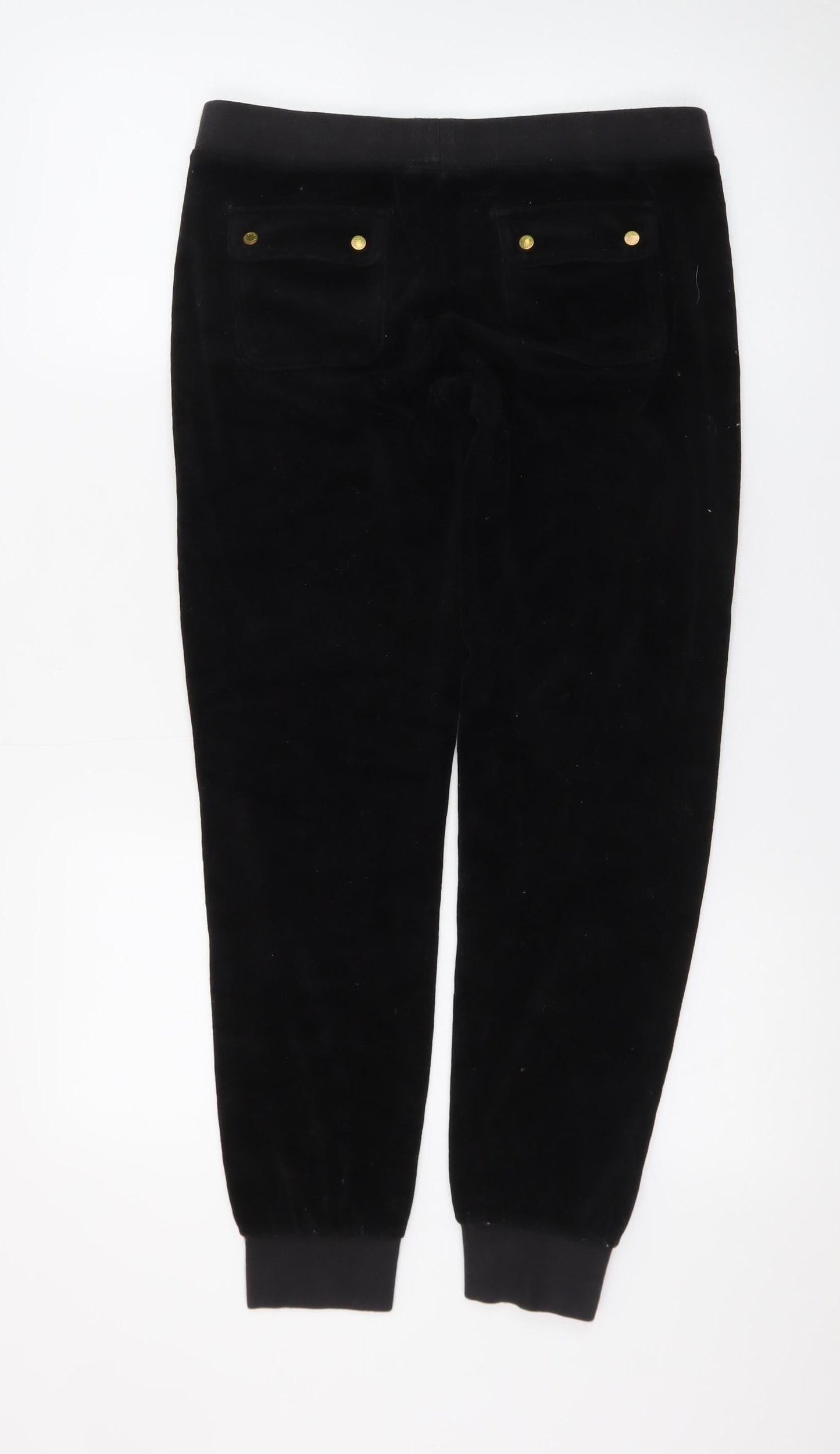 Juicy Couture Women's Black Velour Jogger Trousers Size S