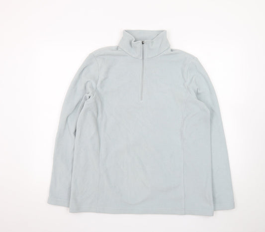Lands' End Men's Grey Fleece 1/4 Zip Sweatshirt M Regular Fit