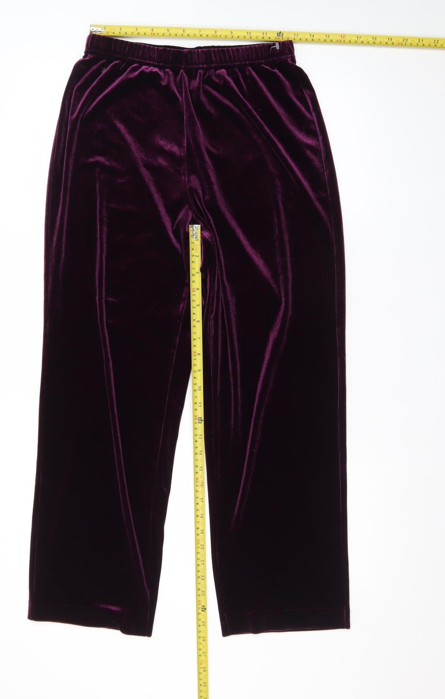 Tanjay Petites Women's Purple Velvet Straight Trousers Size S