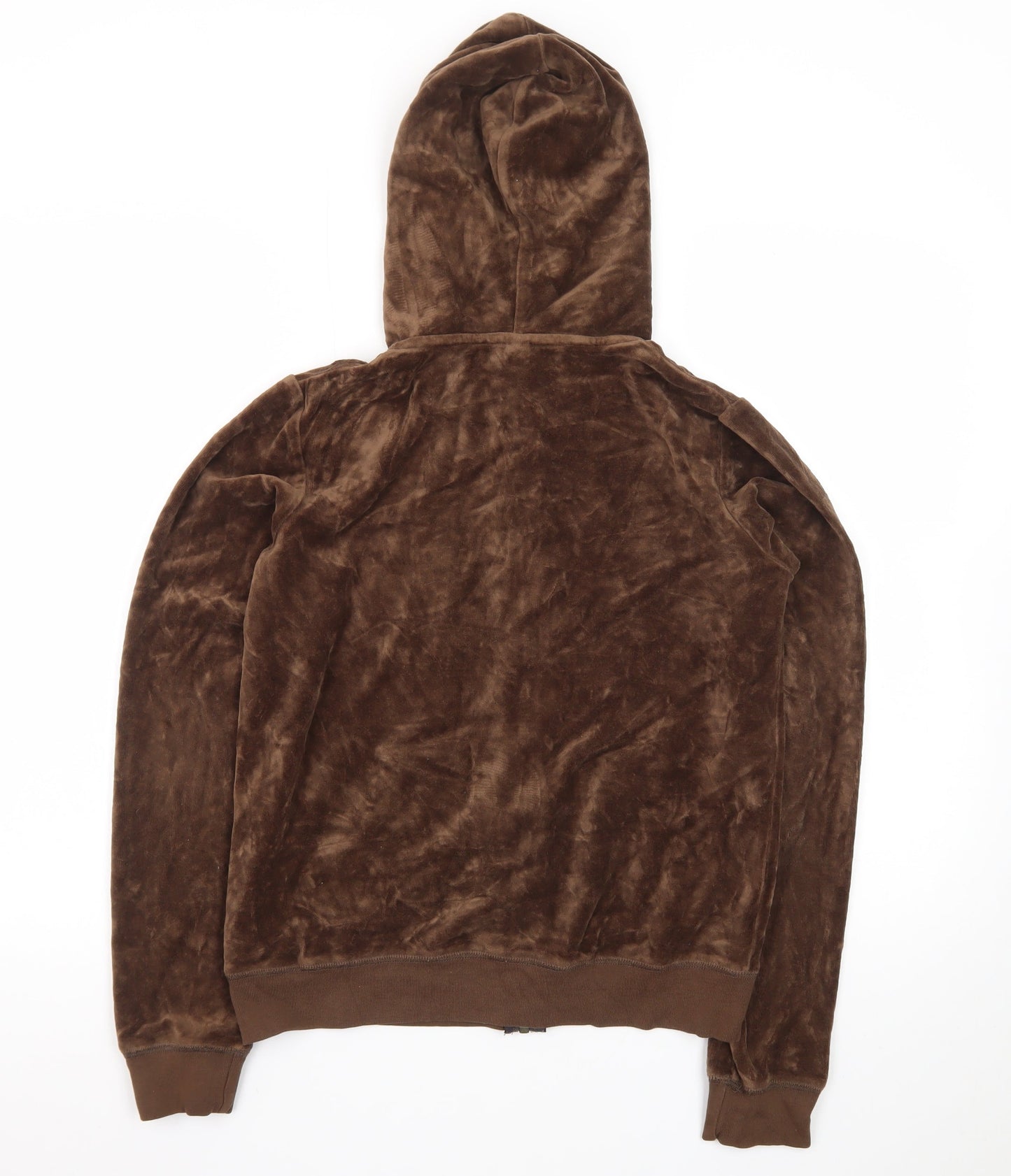 Bella Women Brown Velour Full Zip Hoodie Medium Casual