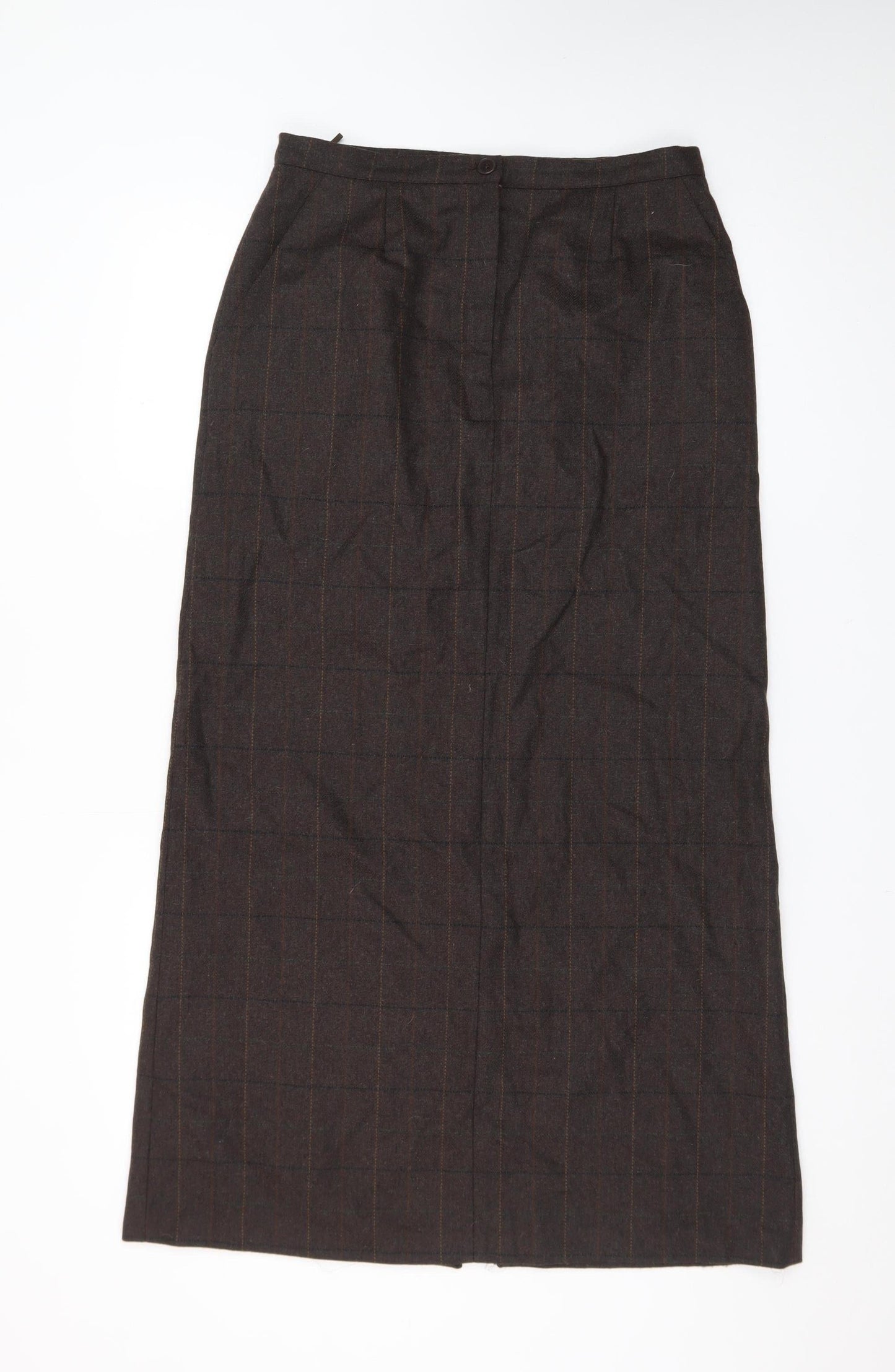Giorgia Netti Women Brown Checked Wool Pencil Skirt Size 10