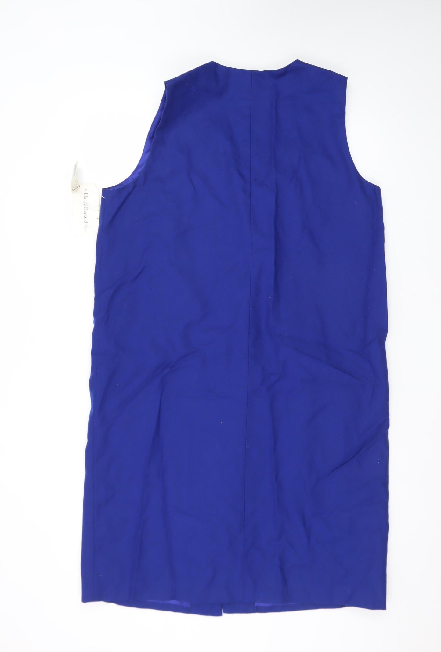 Hervé Benard Women Blue Wool Sleeveless Shift Dress Size 12