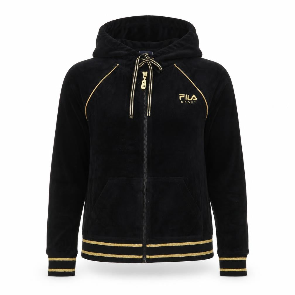 Fila Sport Women's Black Velour Full Zip Hoodie Medium