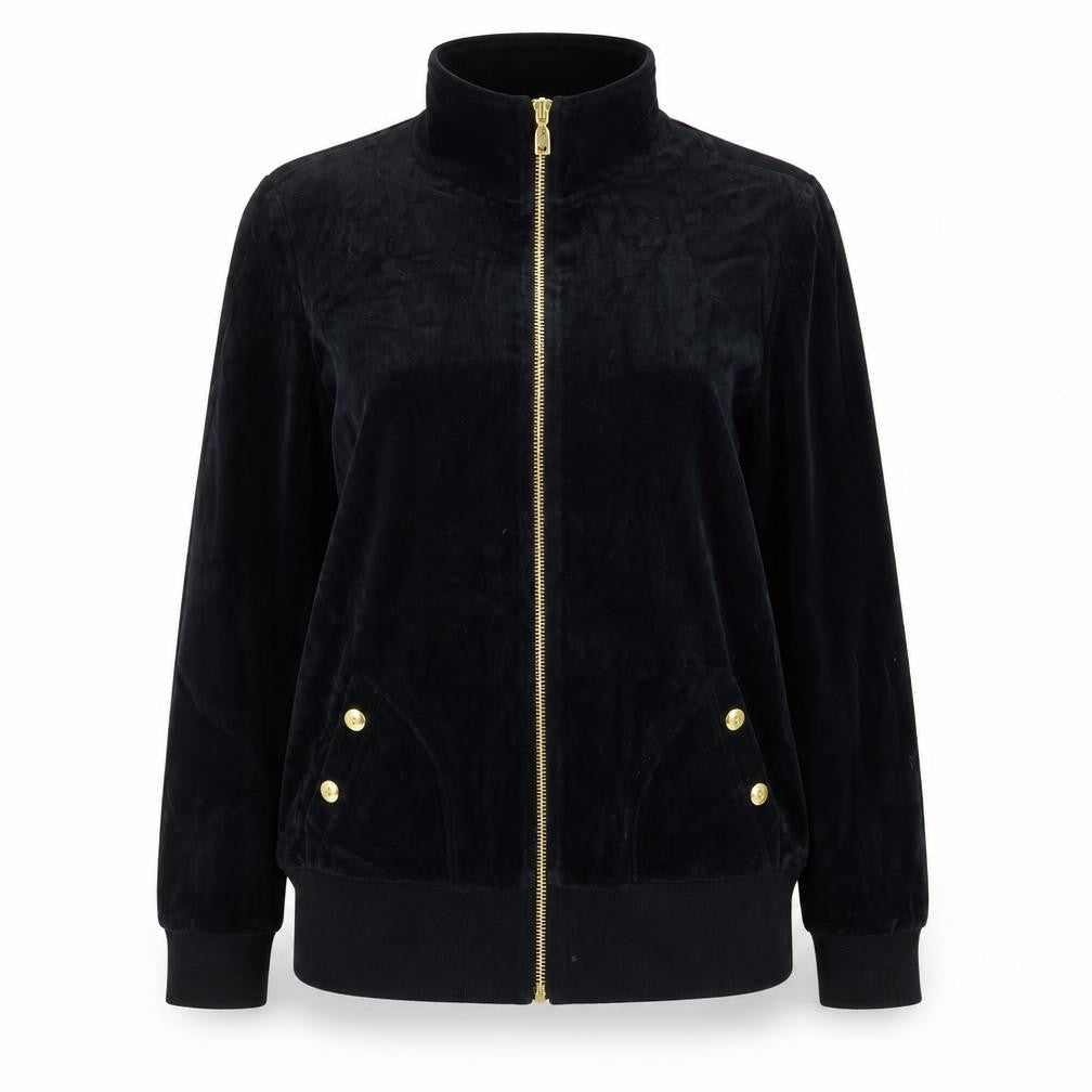 Brownstone Studio Women's Black Velour Bomber Jacket XL