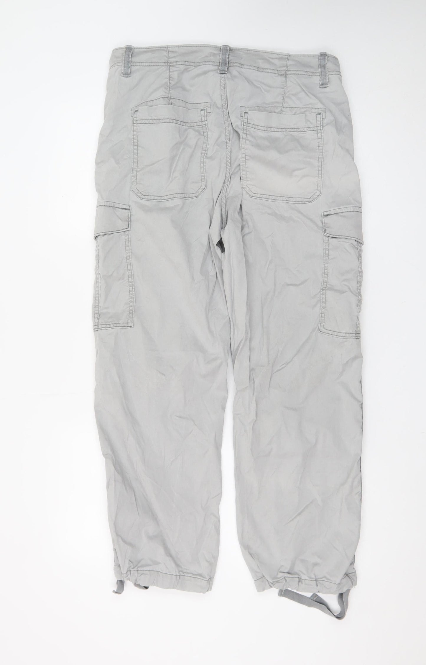 Marks and Spencer Women's Grey Cargo Trousers Size 12 Regular Lightweight Stretch