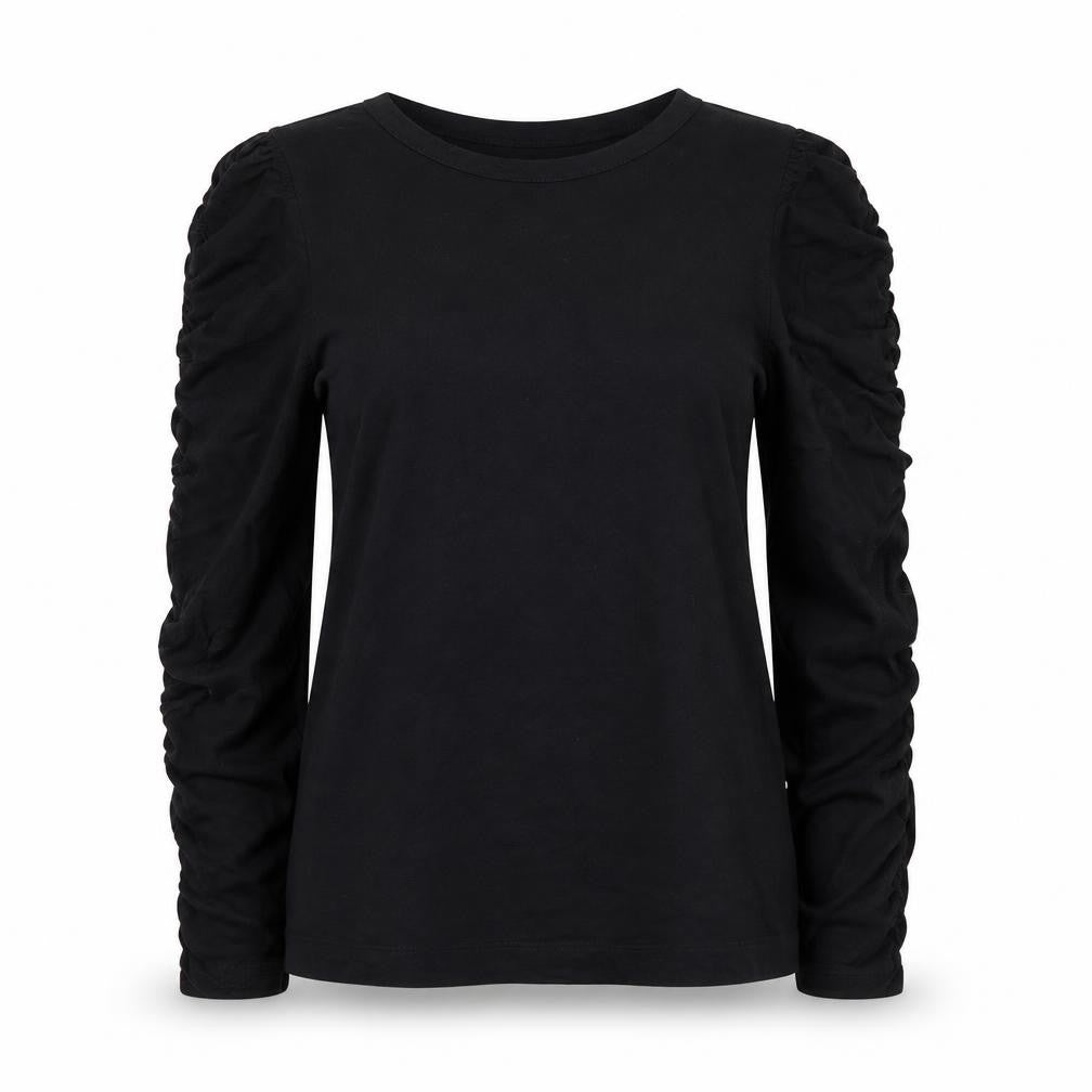 Whistles Women's Black Long Sleeve Cotton Modal T-Shirt UK 12