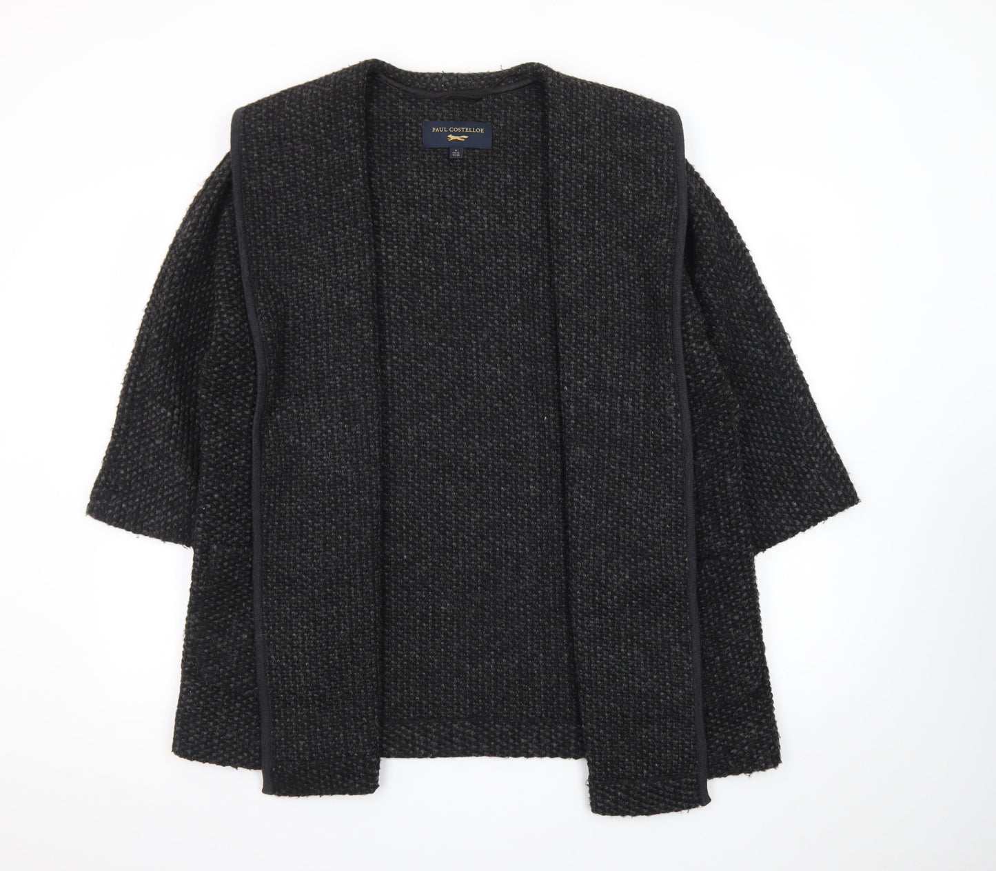 Paul Costelloe Women’s Black Wool Blend Chunky Knit Open Cardigan UK 12