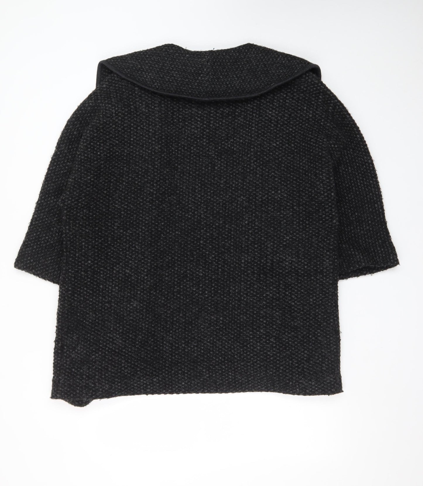 Paul Costelloe Women’s Black Wool Blend Chunky Knit Open Cardigan UK 12