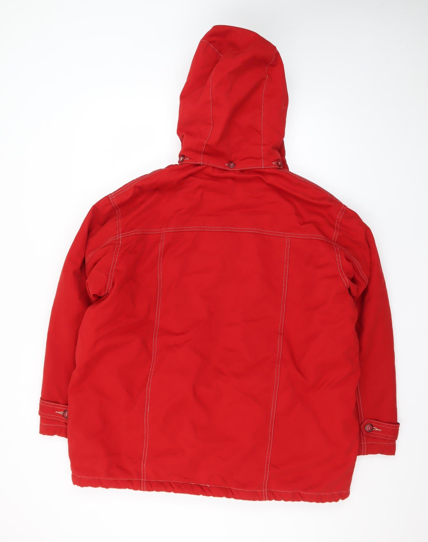 Richards Men's Red Cotton Parka Jacket L Hooded Winter Coat