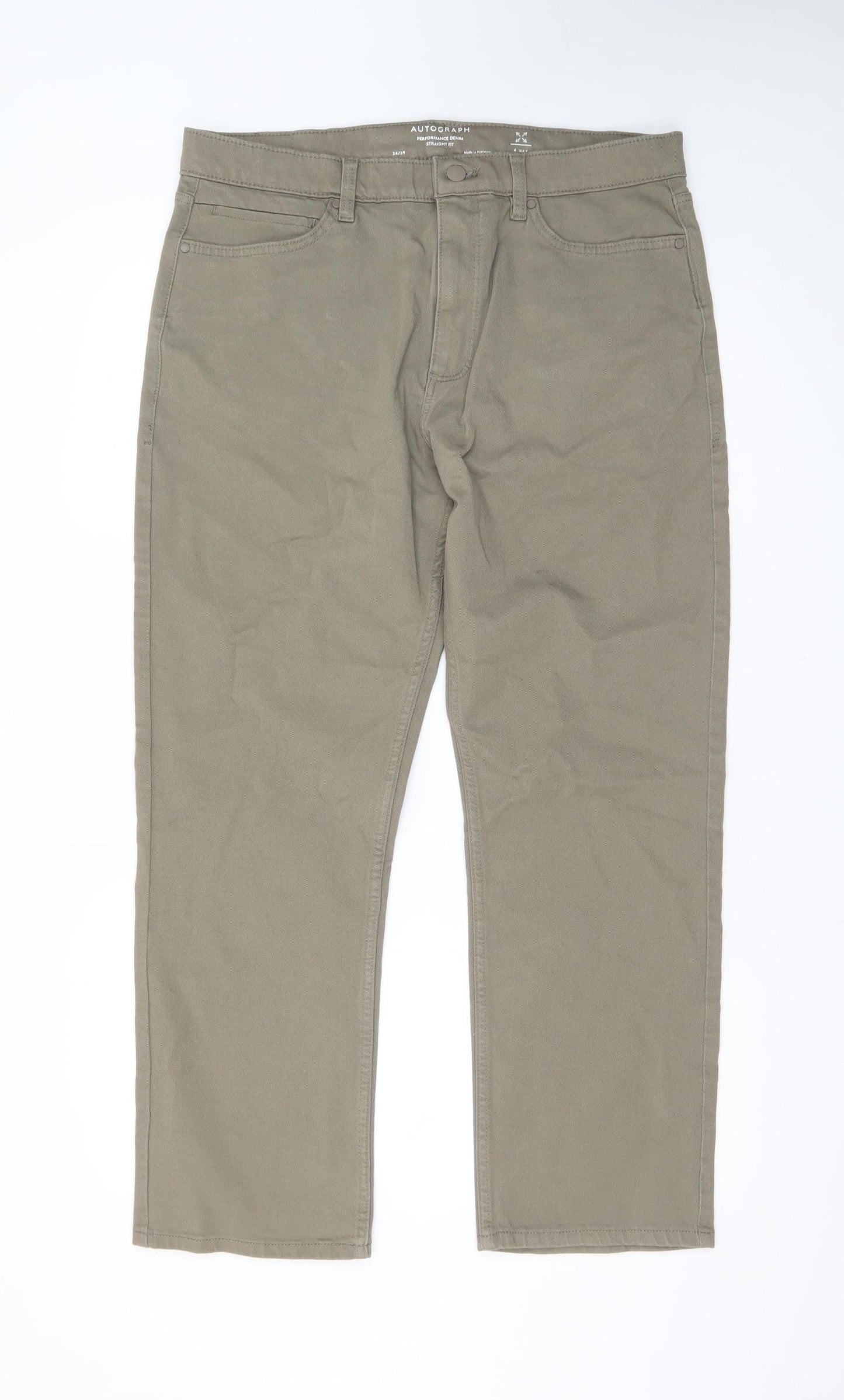 Marks and Spencer Women's Brown Straight Stretch Jeans Size 34 Short