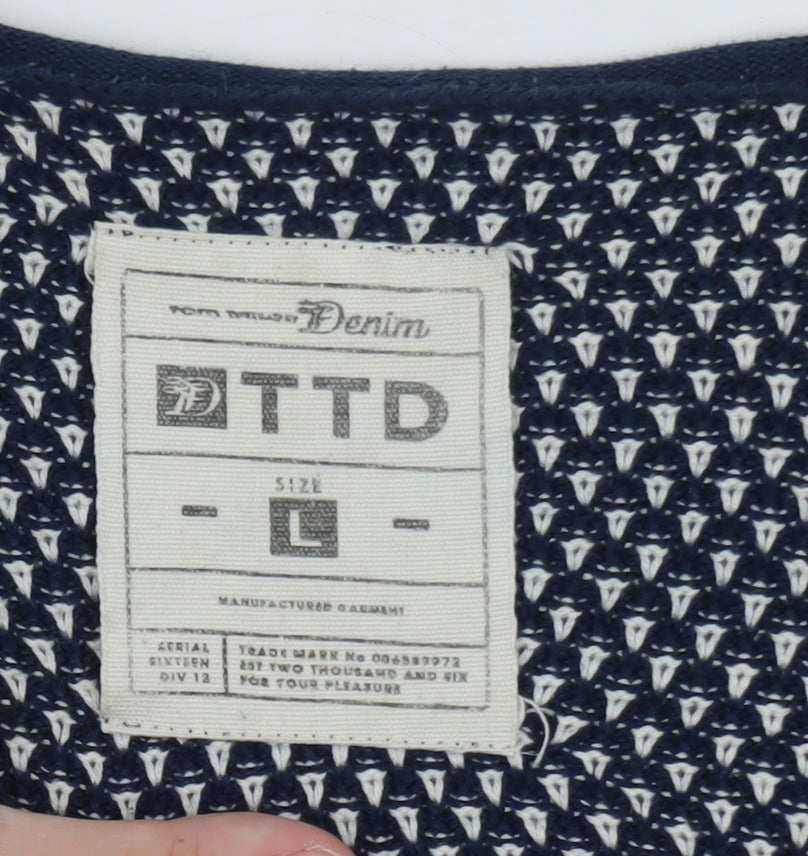 Tom Tailor Women’s Blue Cotton Knit Jumper L Long Sleeve