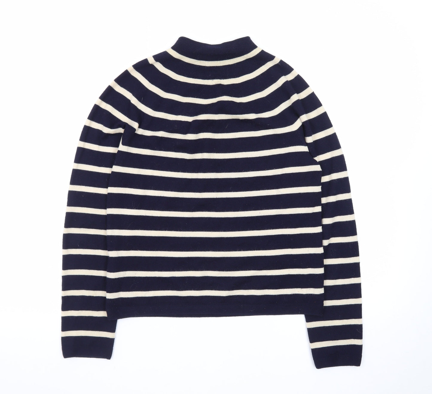 Ines De La Fressange x Uniqlo Women’s Blue Striped Wool Mock Neck Jumper Size S