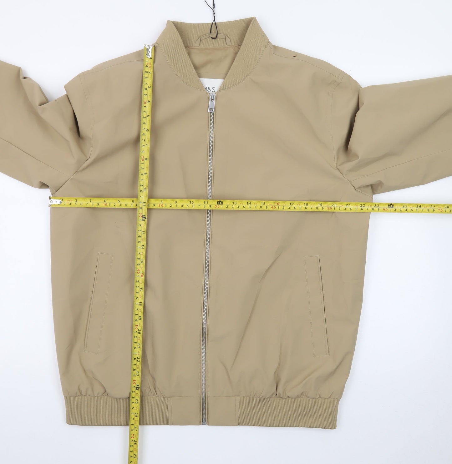 Marks and Spencer Men's Beige Bomber Jacket M Casual Full Zip