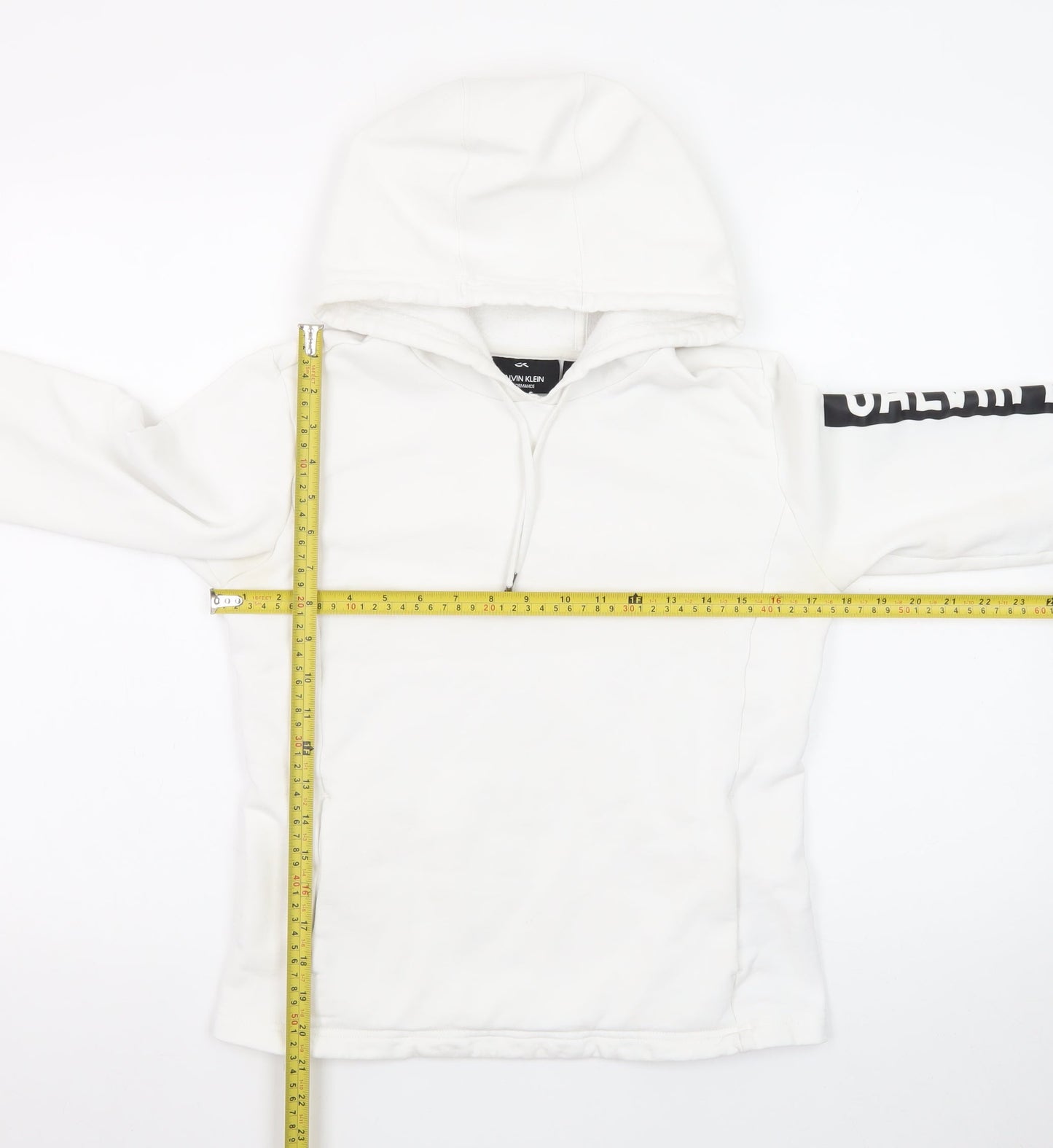 Calvin Klein Men’s White 1/2 Zip Hoodie Size S Performance Cotton Blend