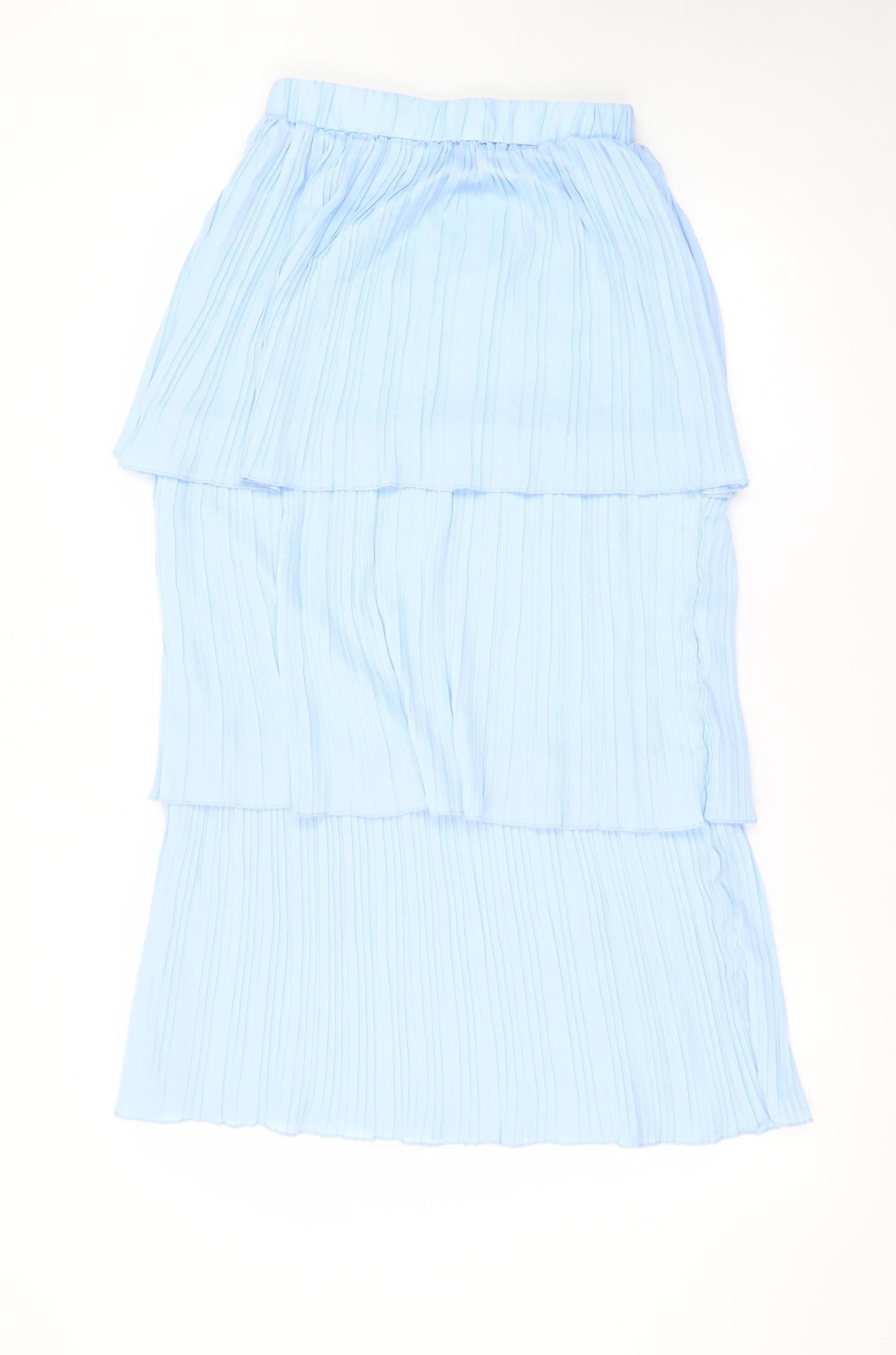 ELLI WHITE Womens Blue Pleated Layered Midi Skirt S