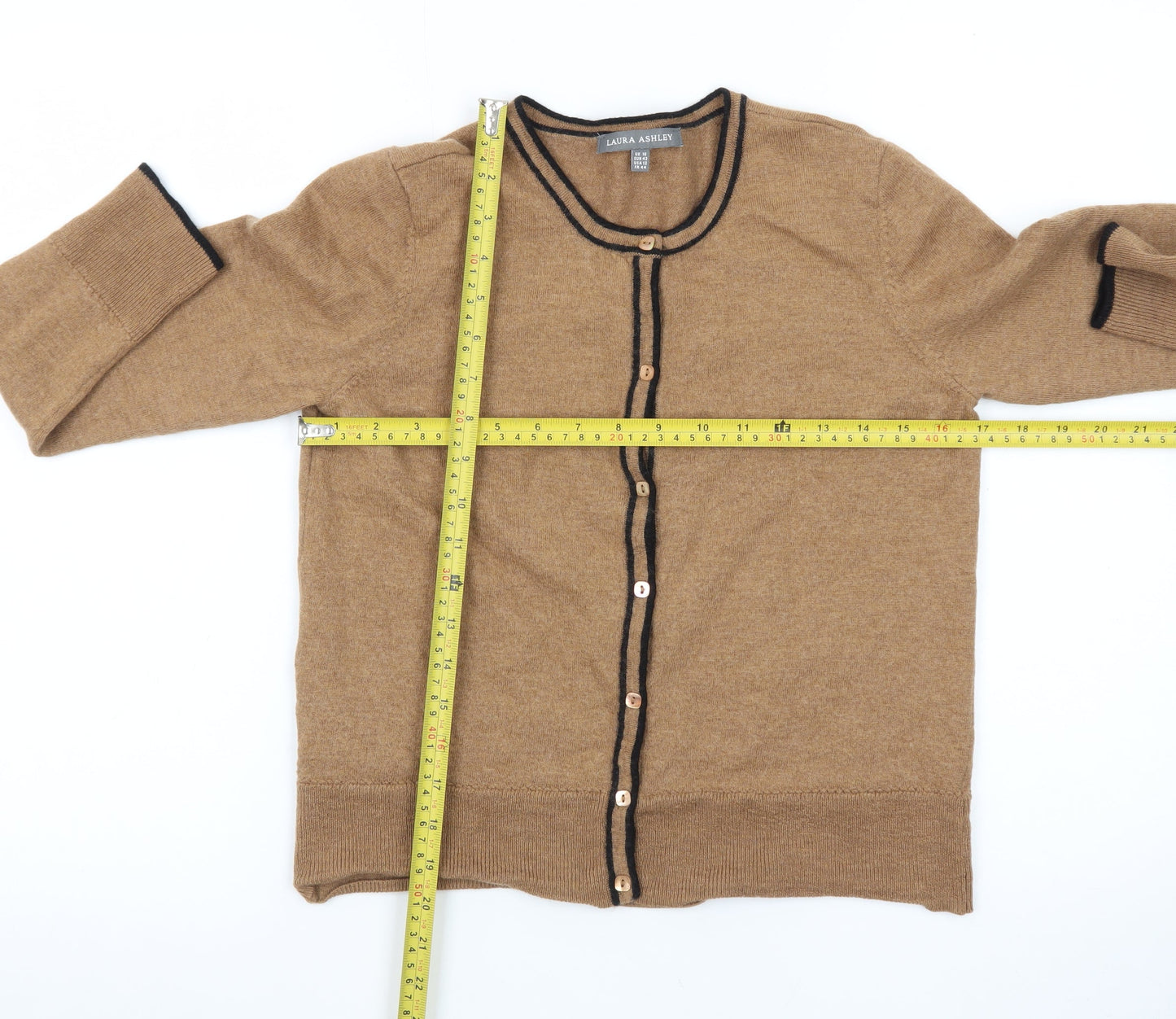 Laura Ashley Women’s Brown 100% Cashmere Button Cardigan UK 16