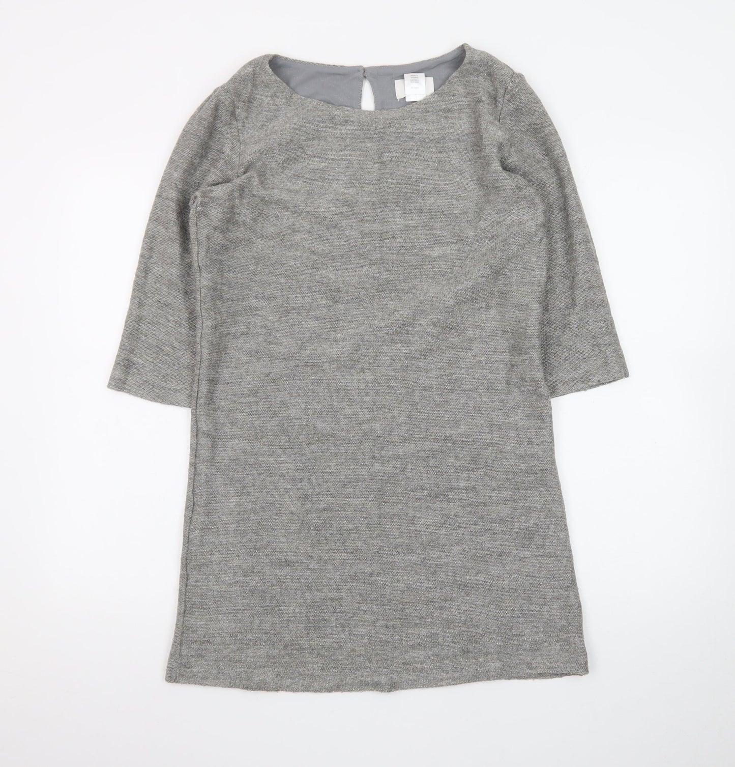 La Redoute Women Grey Size 12 Shift Dress 3/4 Sleeve Knit