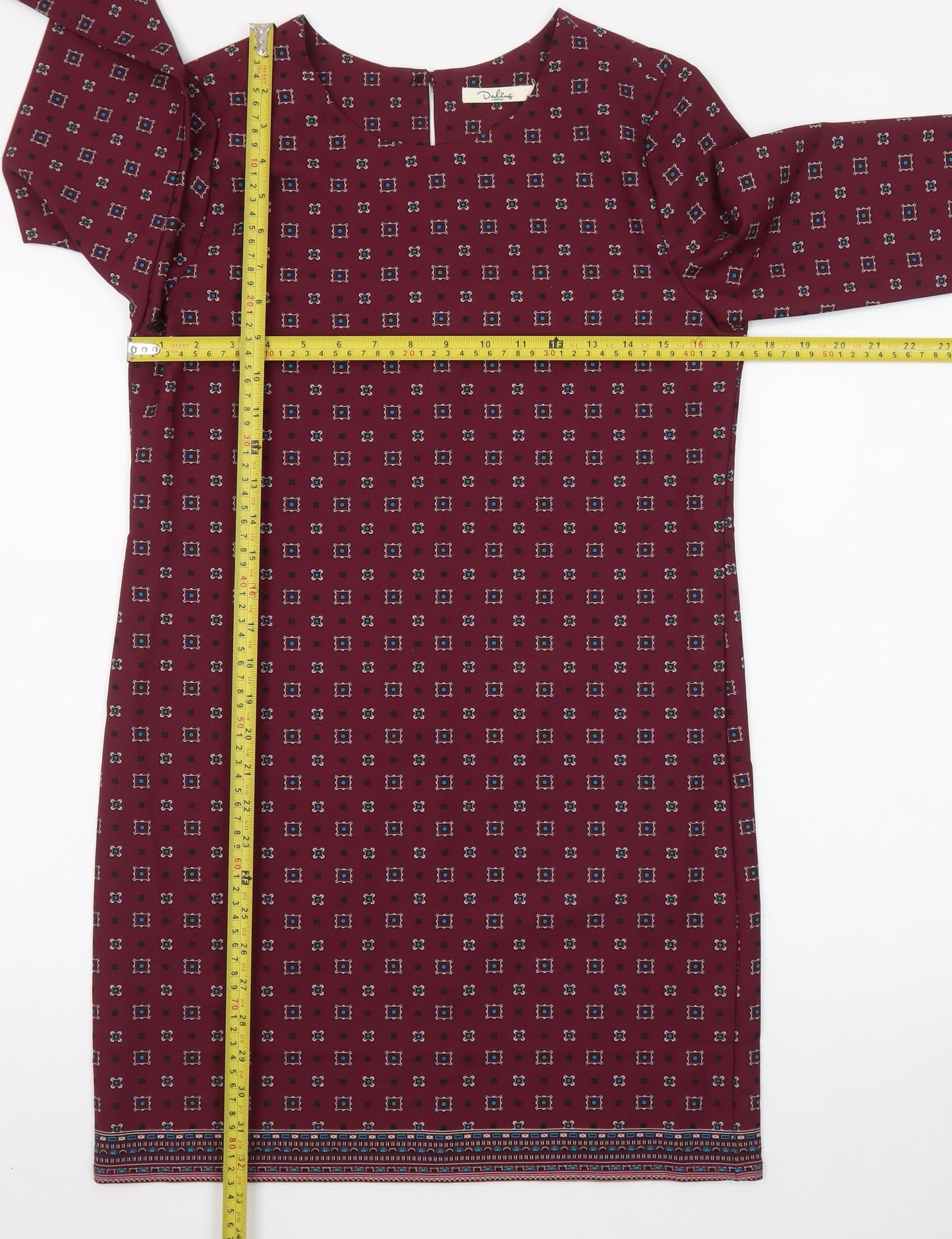 Darling London Women's Red Geometric Shift Dress Size 8