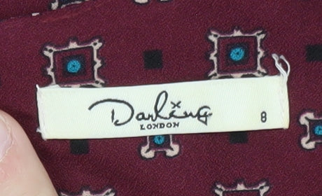 Darling London Women's Red Geometric Shift Dress Size 8