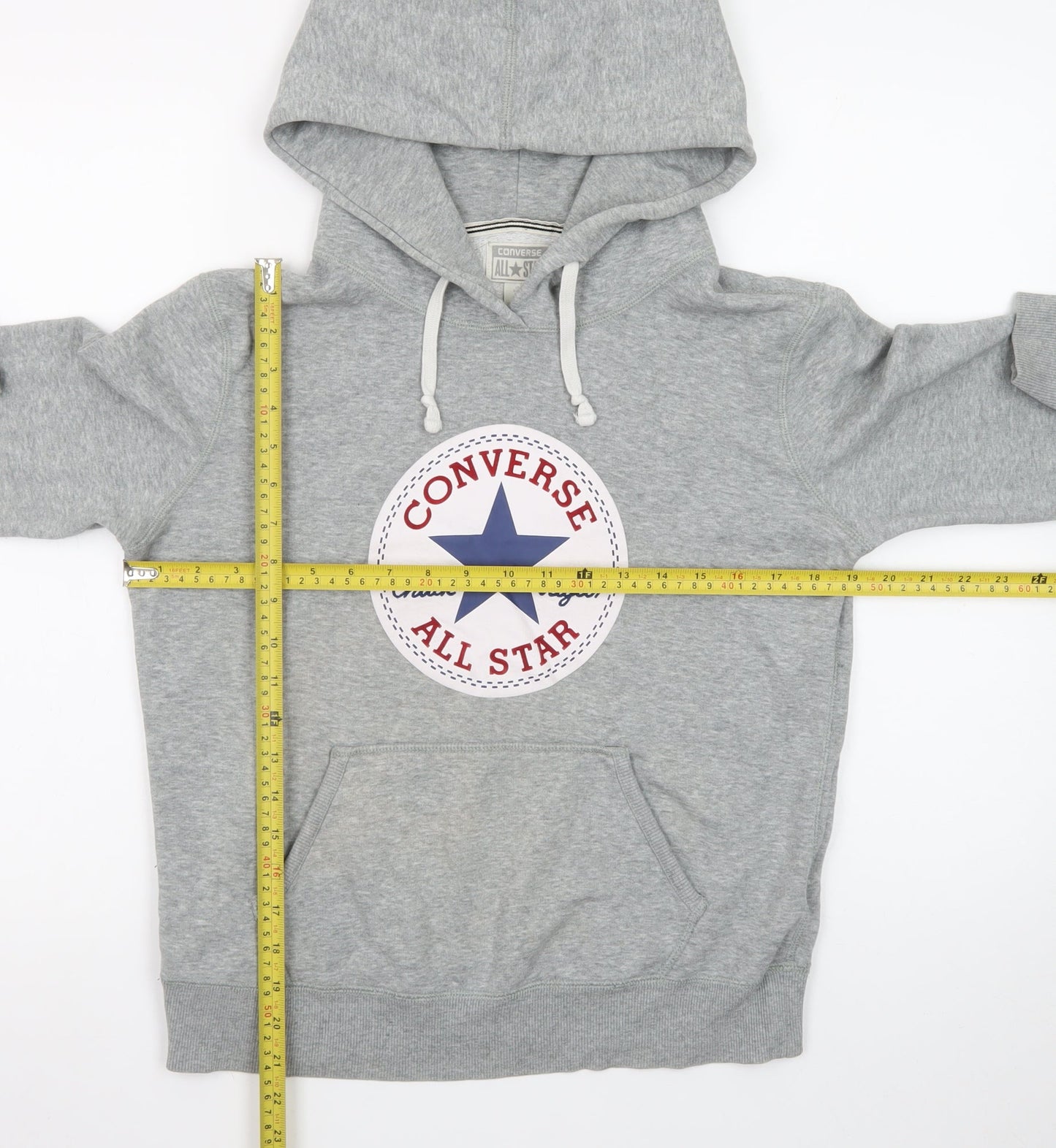 Converse Men's Grey Pullover Hoodie Small Graphic All Star Logo