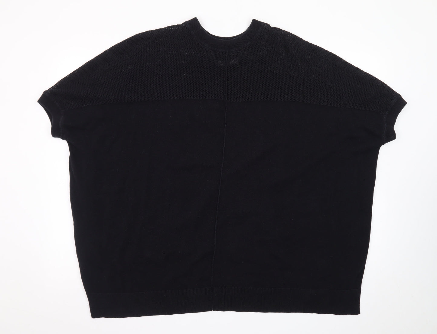 AllSaints Women’s Black Knit T-Shirt Size M Relaxed Fit Cotton Blend