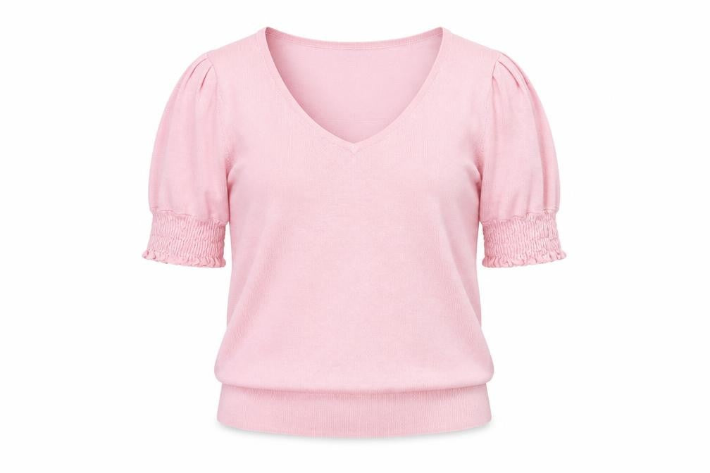 Next Women Pink V-Neck Short Sleeve Pullover Jumper Size 10